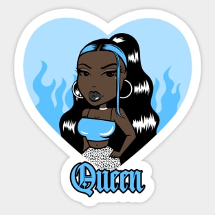 Queen Doll girl Light Blue-Heart V1 Sticker